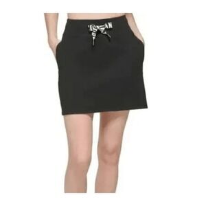 DKNY Sport Stretch Cotton Drawstring Logo Tape Mini skirt 3X